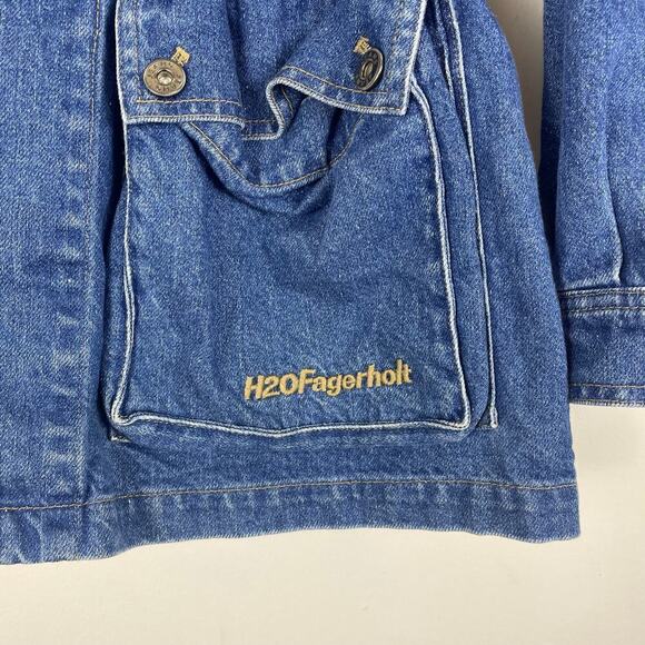 H2OFagerholt Denim Jacket with Synched waist patch elbows size Small - Picture 3 of 8